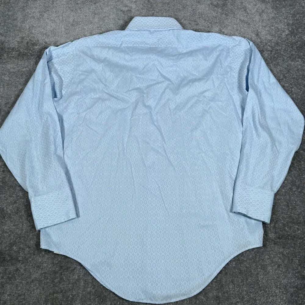 VTG Arrow Kent Collection Shirt Men's 16.5 35 Blue Geometric Sanforized USA Made - Picture 3 of 8